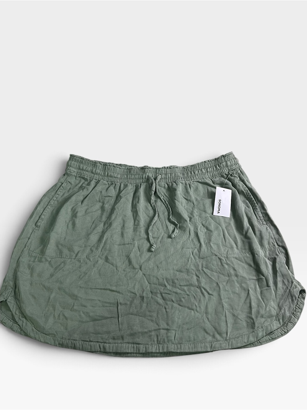 Sonoma Casual Drawstring Mini Skirt in Sage